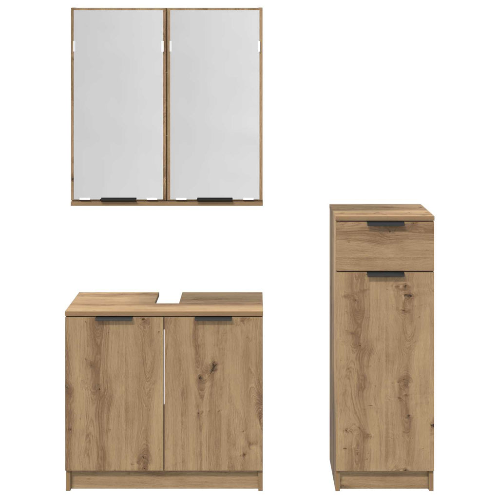 Badezimmermöbel-Set mit Tür 3 pcs Artisan-Eiche Holzwerkstoff