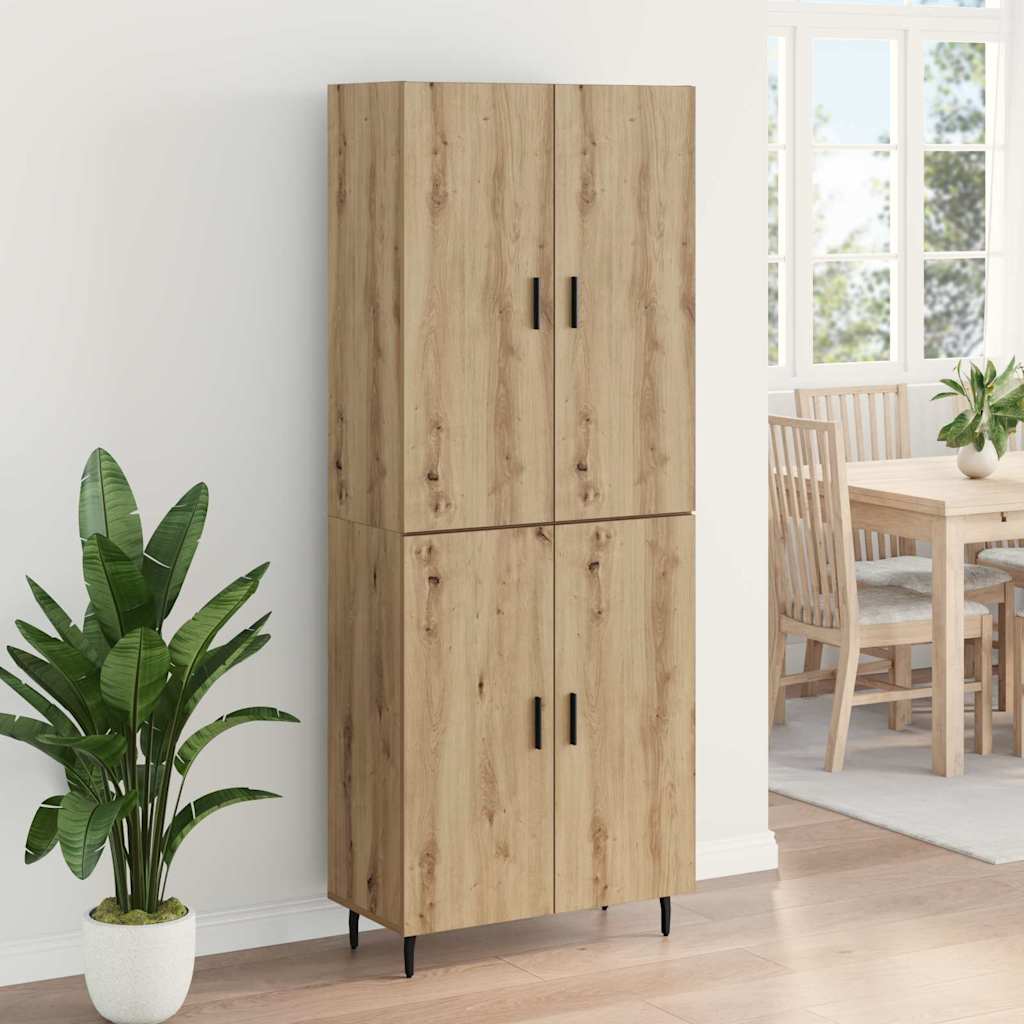 Highboard 2 pcs Artisan-Eiche Engineered Wood und Glas