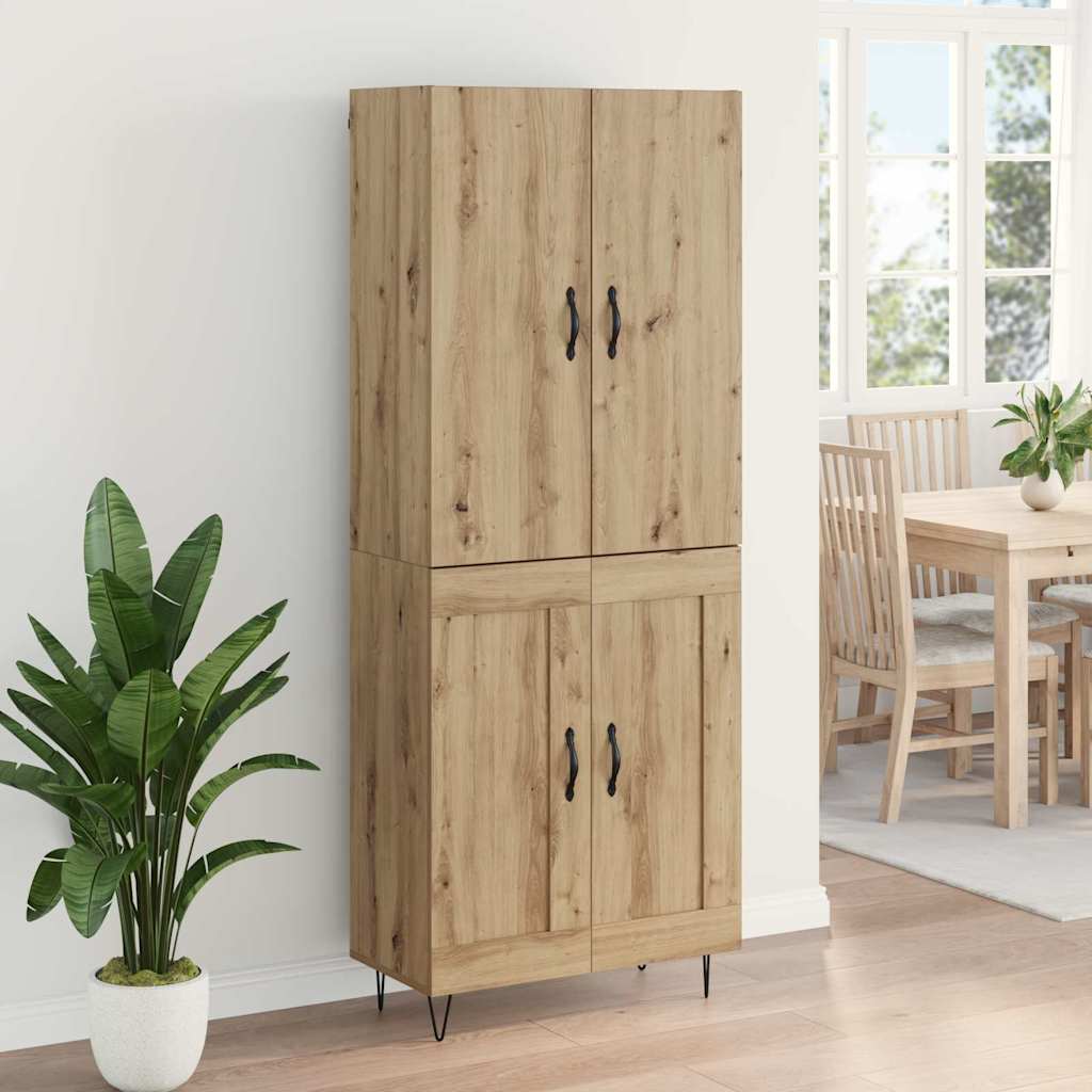 Highboard 2 pcs Artisan-Eiche Ingenieurholz und Glas