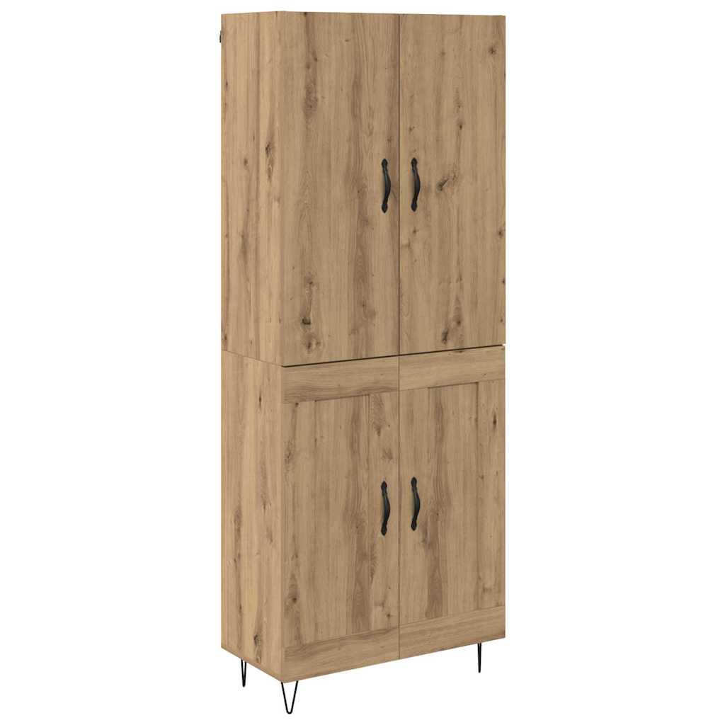 Highboard 2 pcs Artisan-Eiche Ingenieurholz und Glas