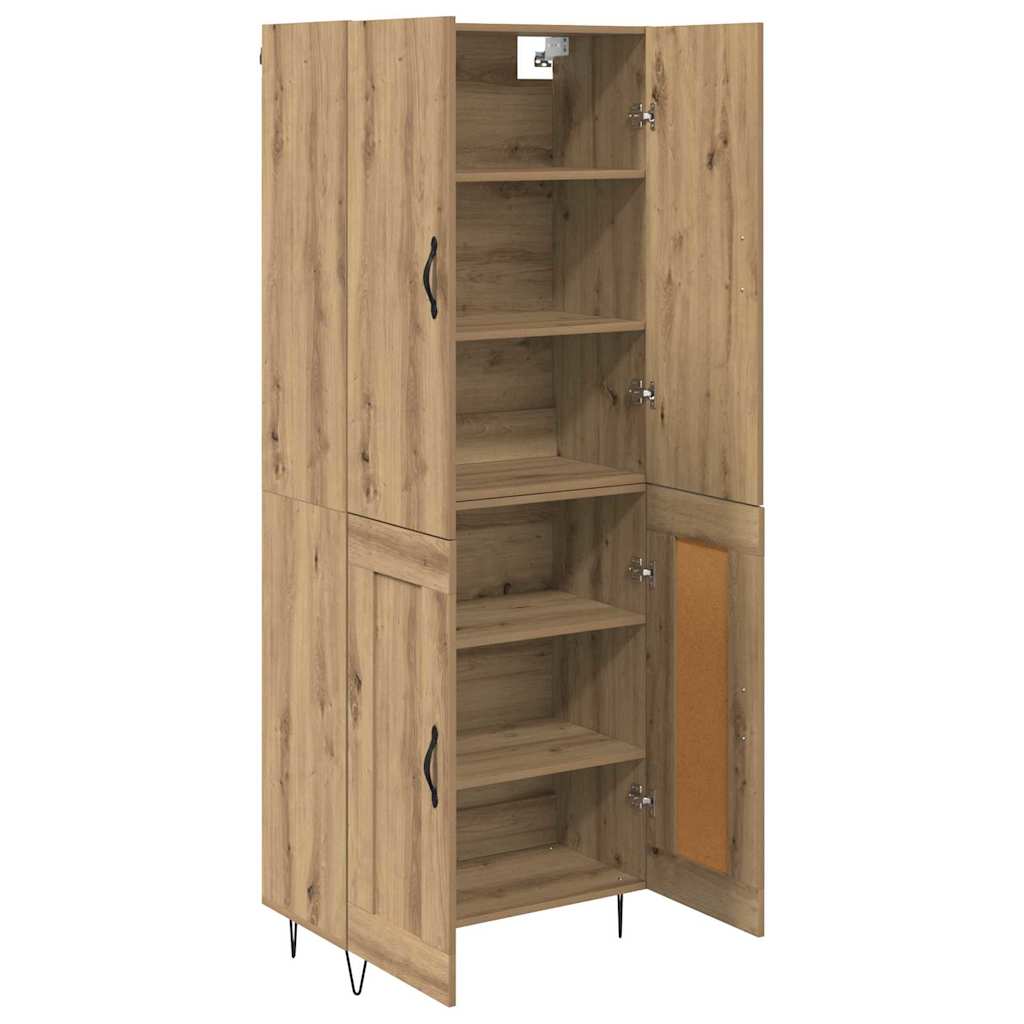 Highboard 2 pcs Artisan-Eiche Ingenieurholz und Glas
