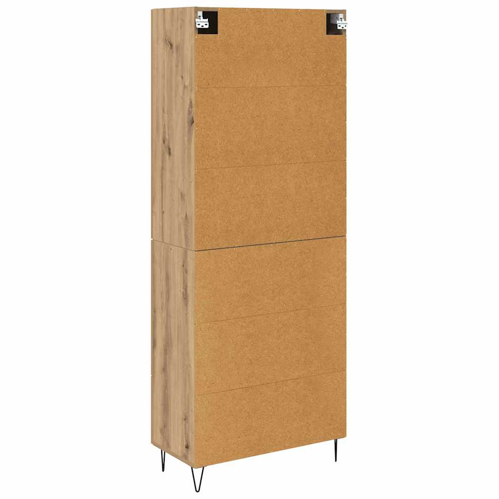 Highboard 2 pcs Artisan-Eiche Ingenieurholz und Glas