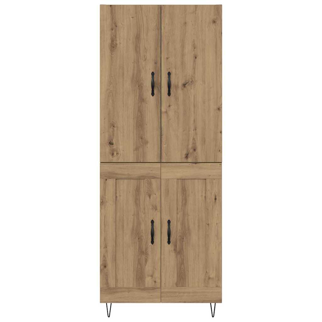 Highboard 2 pcs Artisan-Eiche Ingenieurholz und Glas