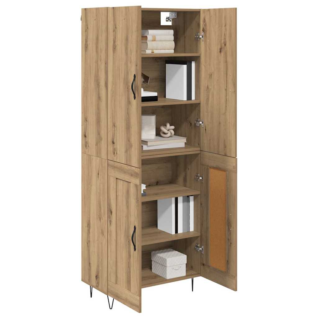 Highboard 2 pcs Artisan-Eiche Ingenieurholz und Glas