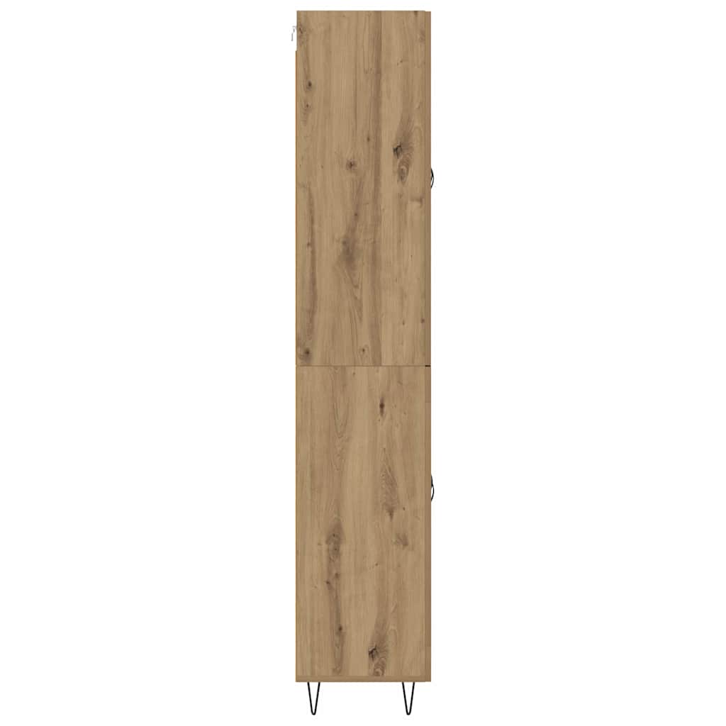 Highboard 2 pcs Artisan-Eiche Ingenieurholz und Glas