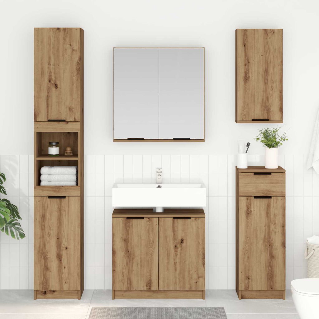 Badezimmermöbel-Set mit Regal 5 pcs Artisan-Eiche Holzwerkstoff