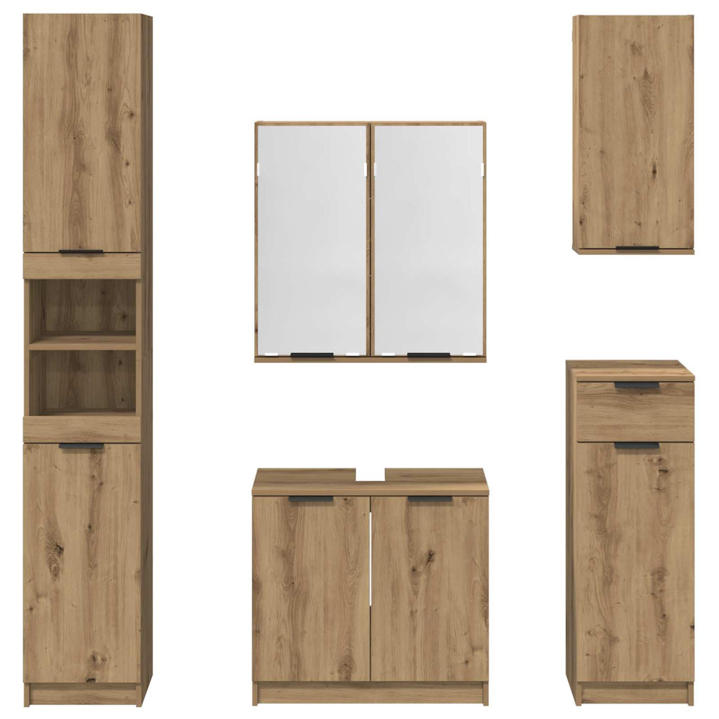 Badezimmermöbel-Set mit Regal 5 pcs Artisan-Eiche Holzwerkstoff