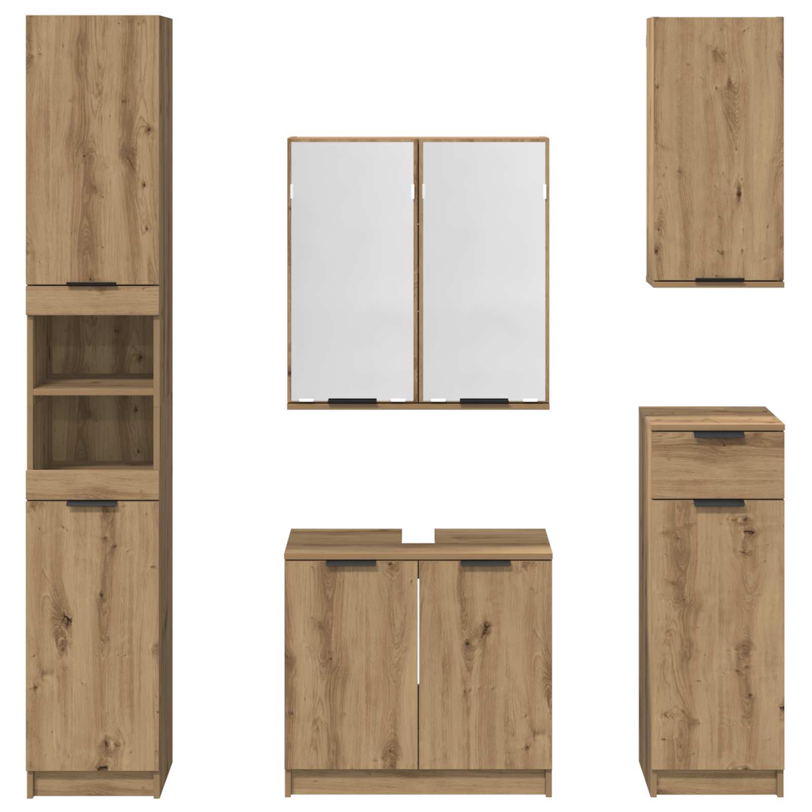 Badezimmermöbel-Set mit Regal 5 pcs Artisan-Eiche Holzwerkstoff