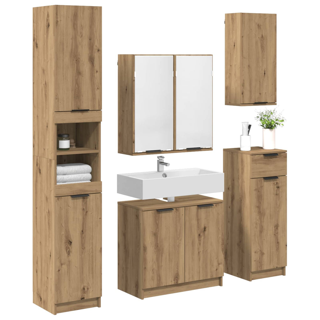 Badezimmermöbel-Set mit Regal 5 pcs Artisan-Eiche Holzwerkstoff
