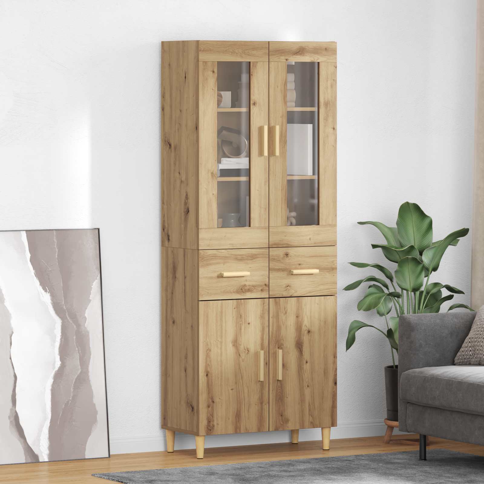 Highboard Artisan-Eiche 69,5 x 34 x 180 cm Holzwerkstoff