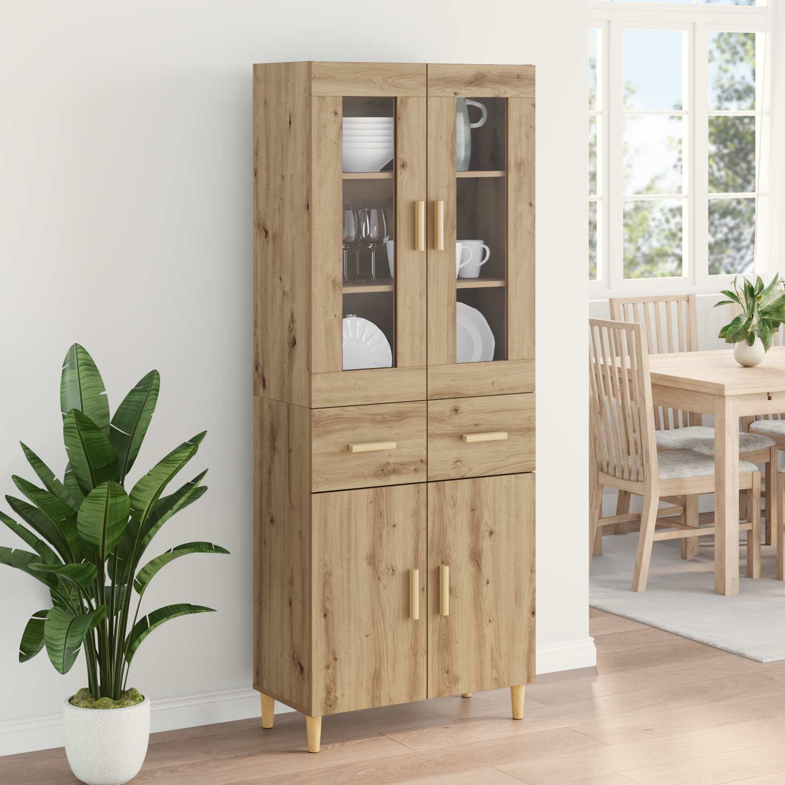 Highboard Artisan-Eiche 69,5 x 34 x 180 cm Holzwerkstoff