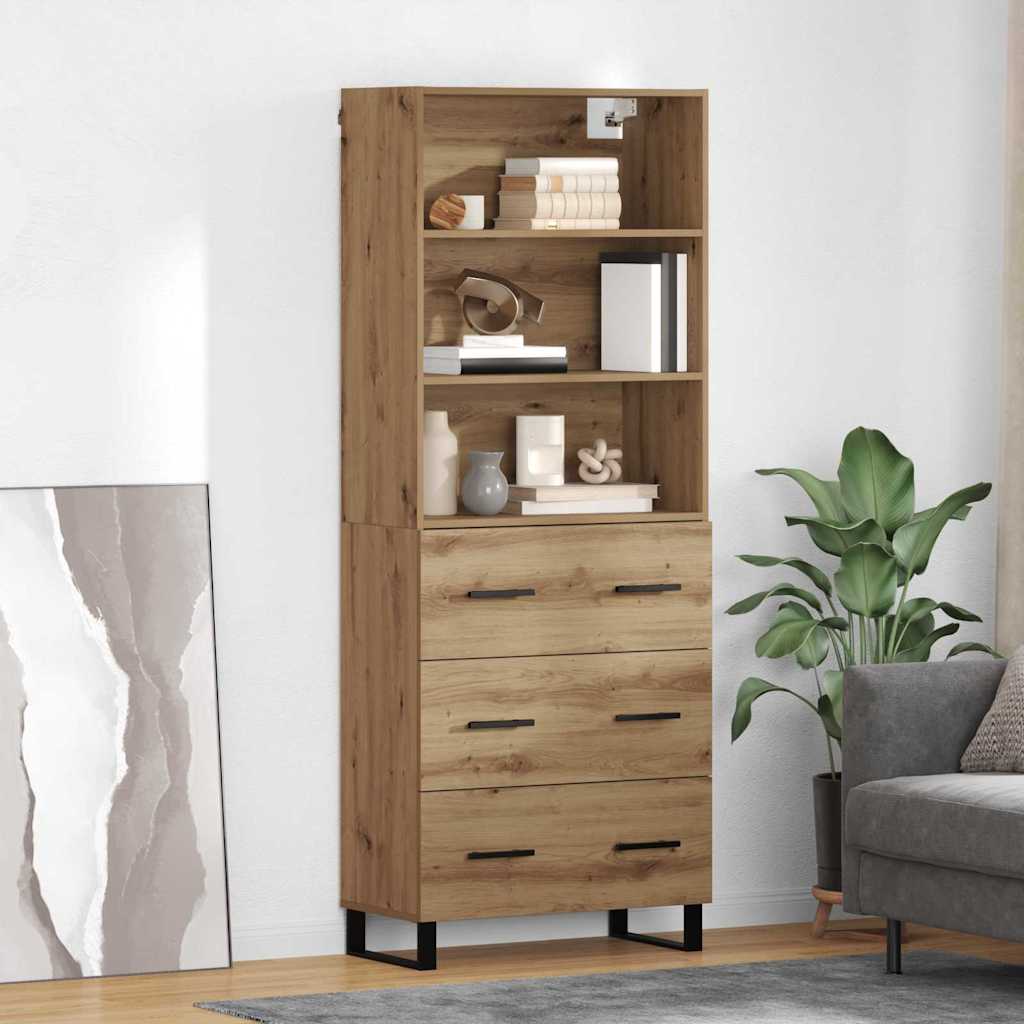 Highboard mit Schubladen 2 pcs Artisan-Eiche Holzwerkstoff