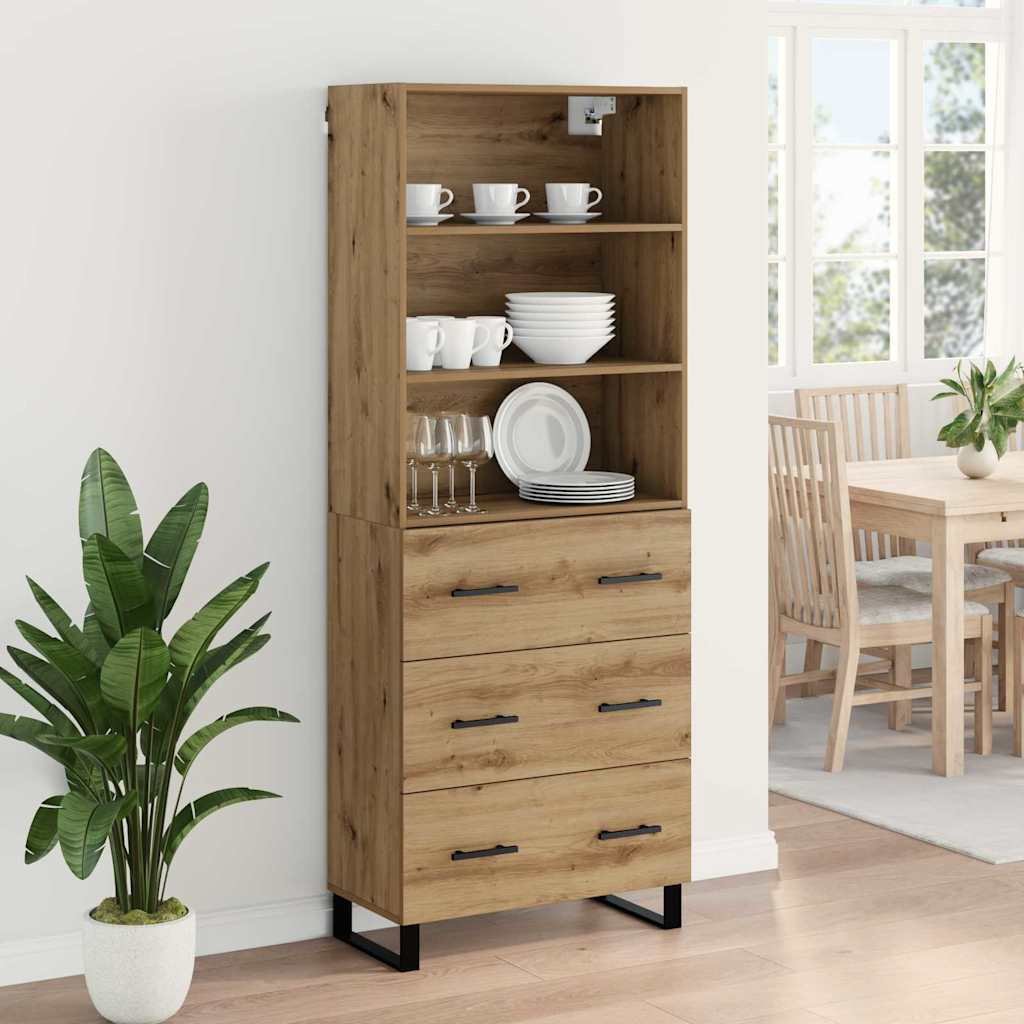 Highboard mit Schubladen 2 pcs Artisan-Eiche Holzwerkstoff