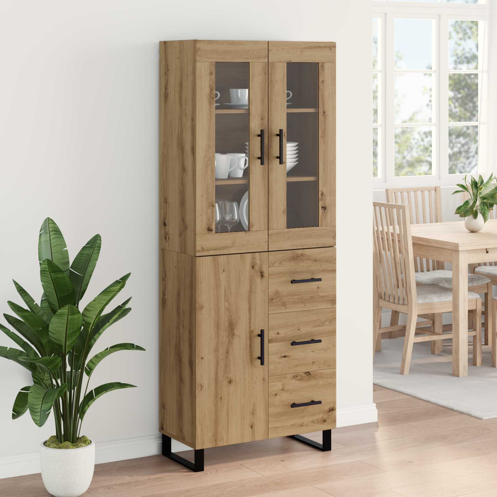 Highboard mit Schubladen 2 pcs Artisan-Eiche Holzwerkstoff
