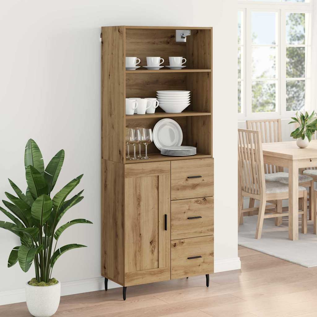 Highboard mit Schubladen Artisan-Eiche 69,5 x 34 x 180 cm