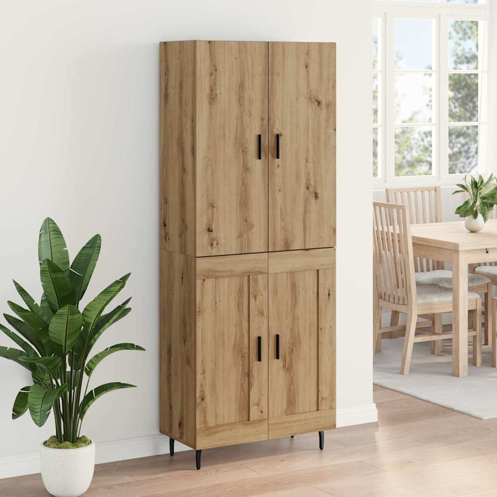 Highboard 2 pcs Artisan-Eiche Engineered Wood und Glas