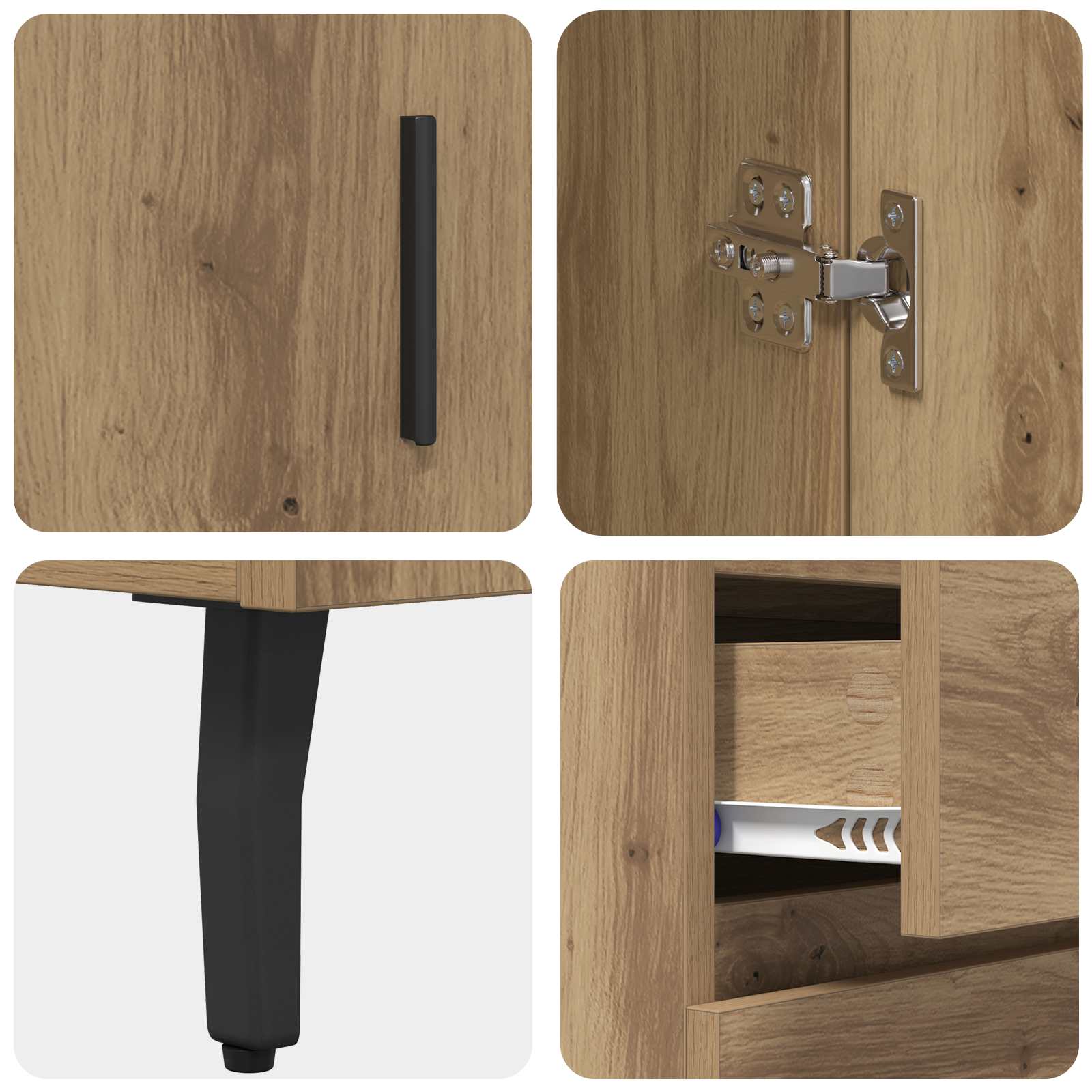 Highboard mit Schubladen 2 pcs Artisan-Eiche Holzwerkstoff