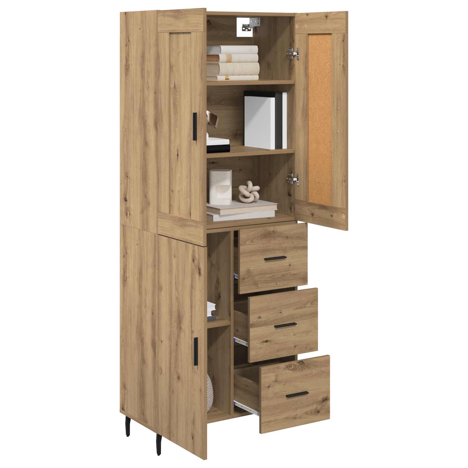 Highboard mit Schubladen 2 pcs Artisan-Eiche Holzwerkstoff
