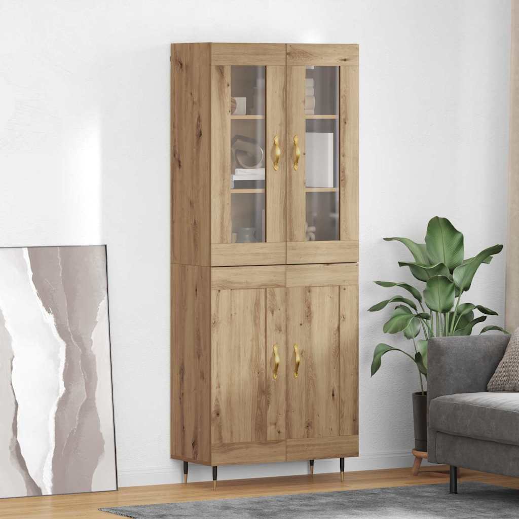 Highboard 2 pcs Artisan-Eiche Holzwerkstoff