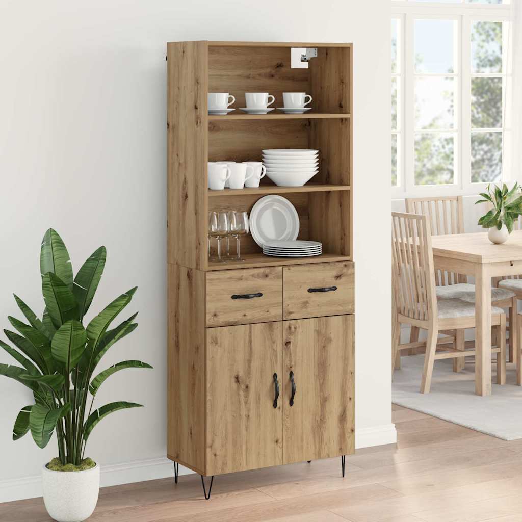 Highboard mit Schubladen 2 pcs Artisan-Eiche Holzwerkstoff