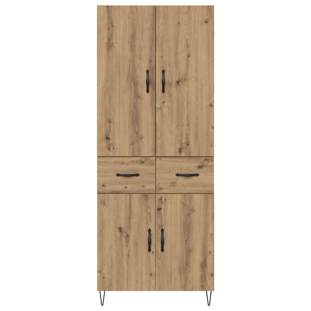 Highboard 2 pcs Artisan-Eiche Ingenieurholz und Glas