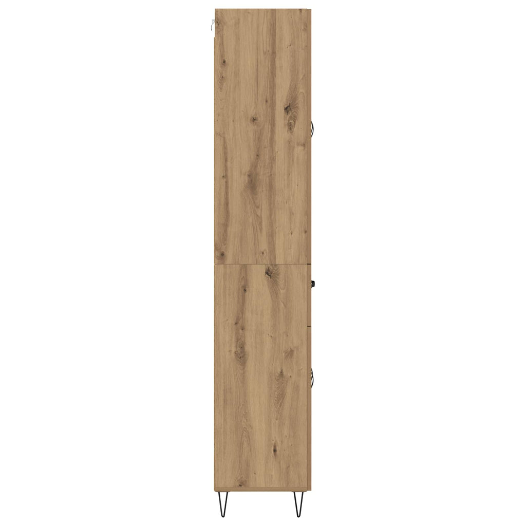 Highboard 2 pcs Artisan-Eiche Ingenieurholz und Glas