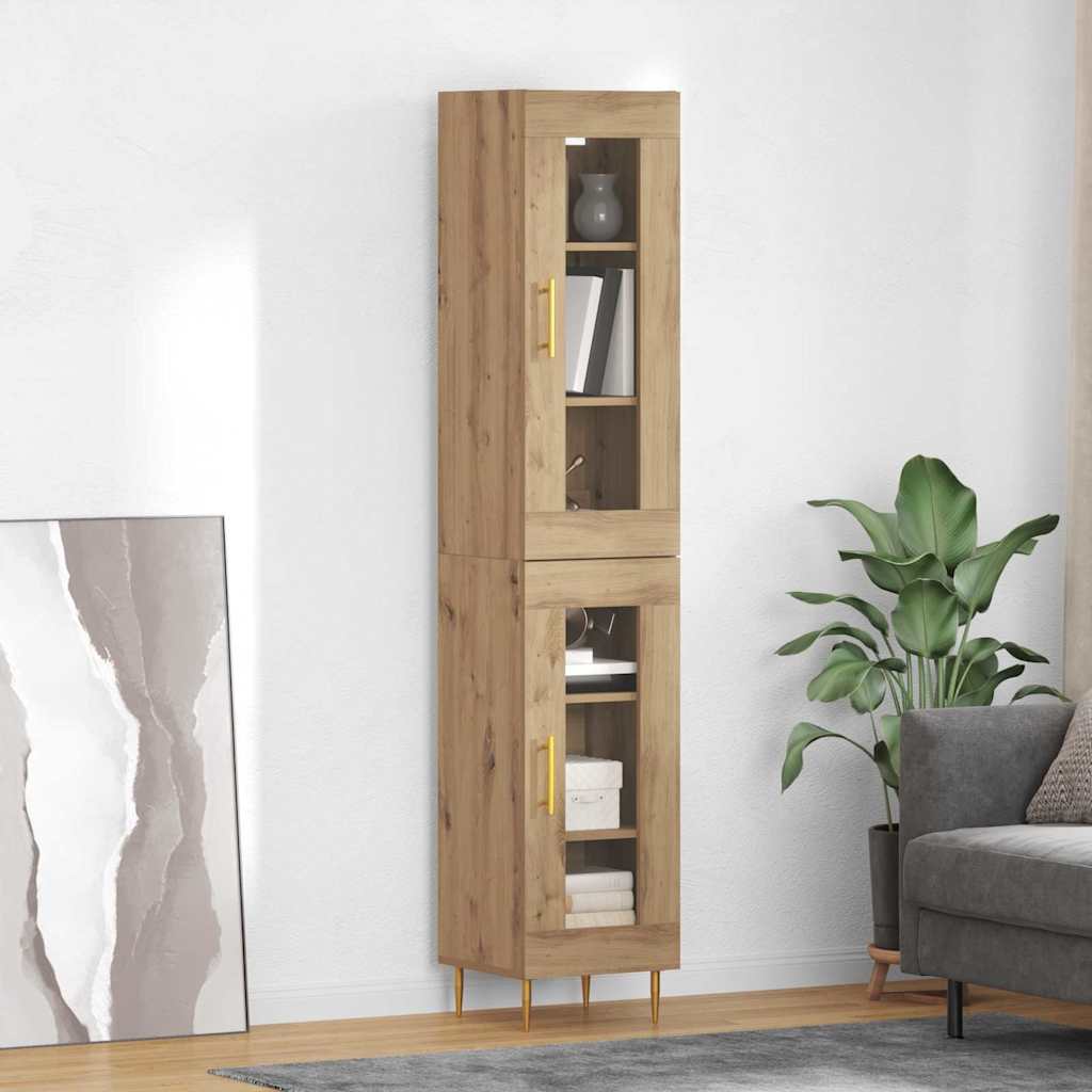 Highboard 2 pcs Artisan-Eiche Glas