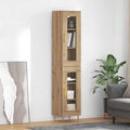 Highboard 2 pcs Artisan-Eiche Glas