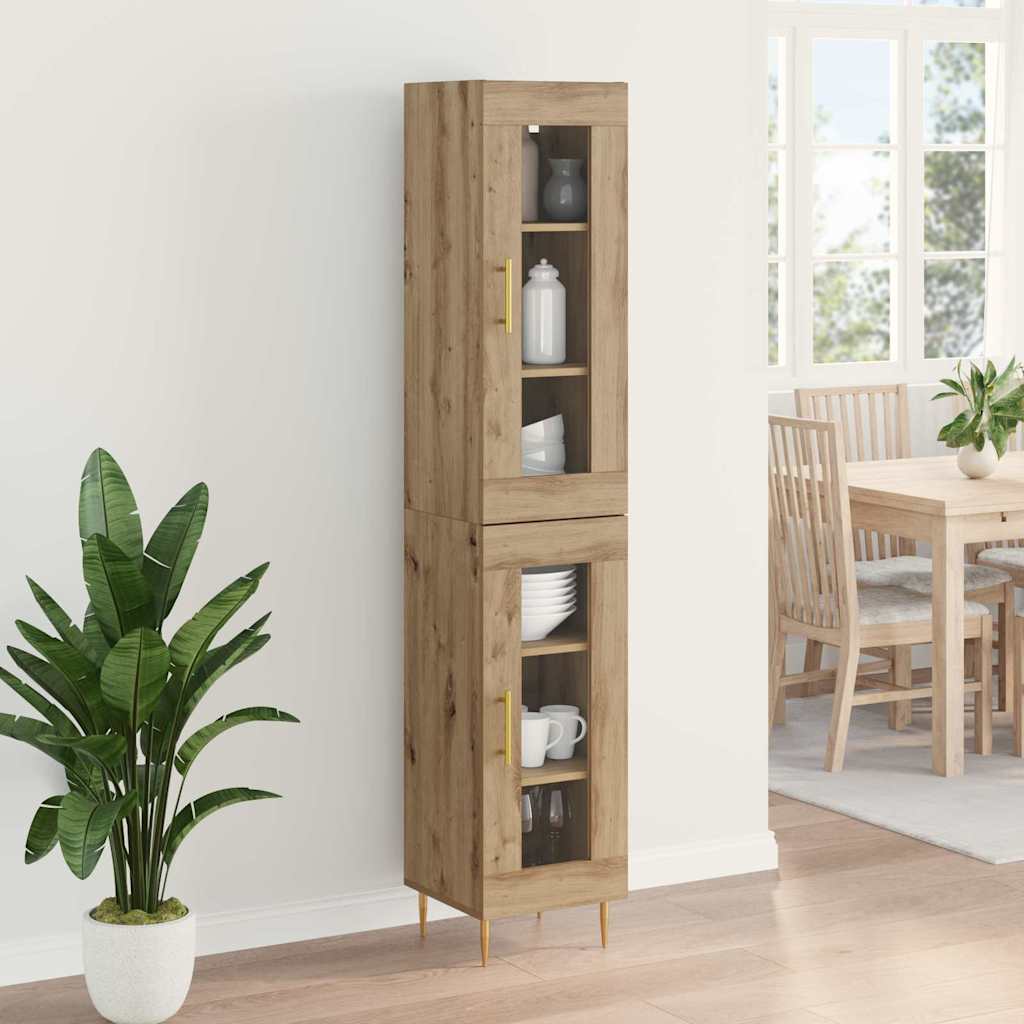Highboard 2 pcs Artisan-Eiche Glas