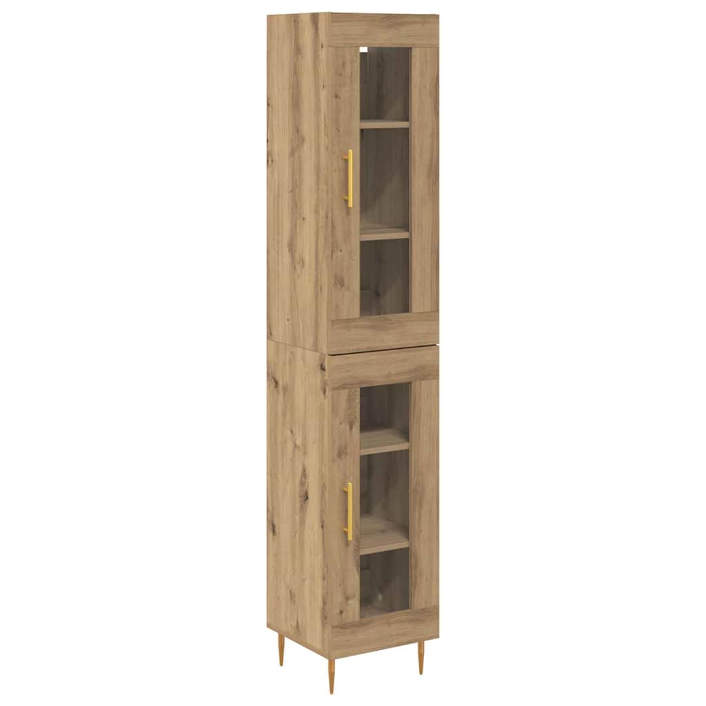Highboard 2 pcs Artisan-Eiche Glas
