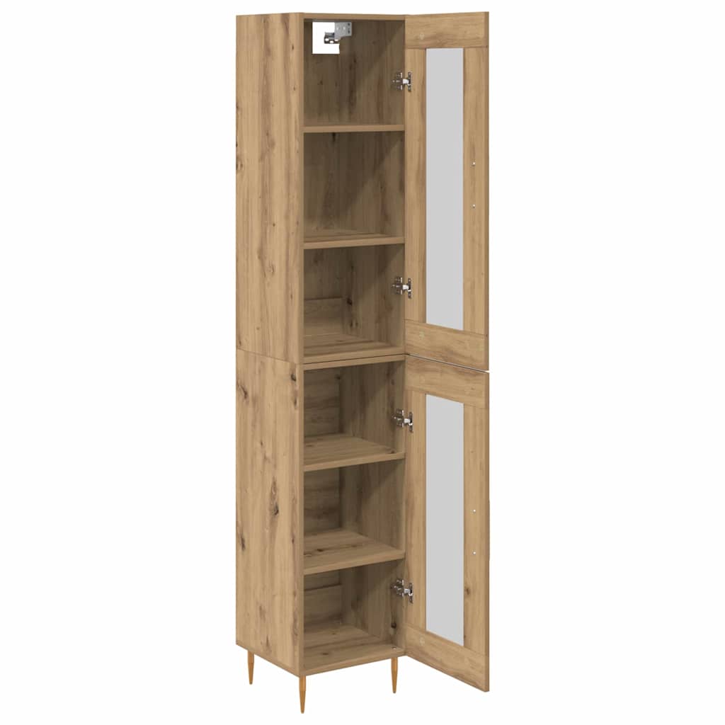 Highboard 2 pcs Artisan-Eiche Glas