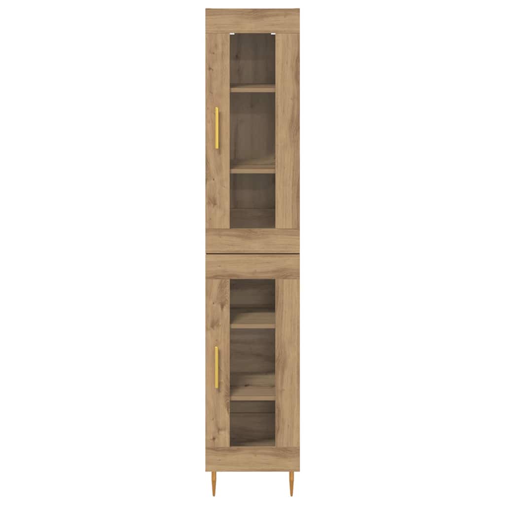 Highboard 2 pcs Artisan-Eiche Glas