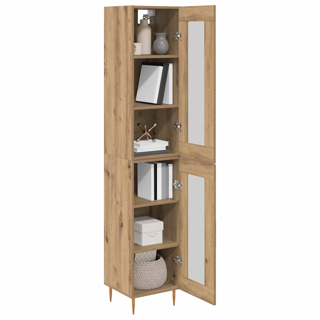 Highboard 2 pcs Artisan-Eiche Glas