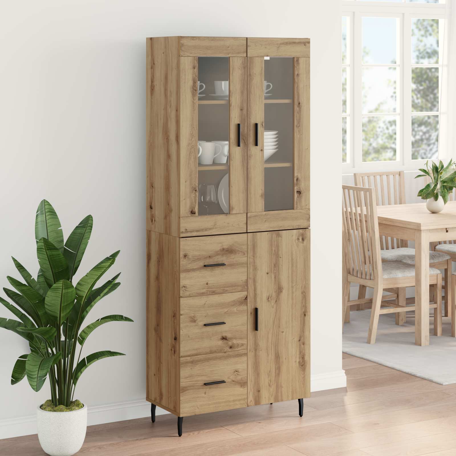 Highboard mit Schubladen 2 pcs Artisan-Eiche Holzwerkstoff