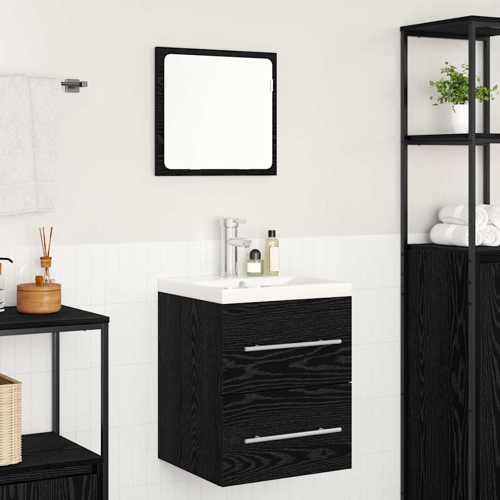 Waschbeckenschrank Schwarz Eichen-Optik 41 x 38,5 x 48 cm