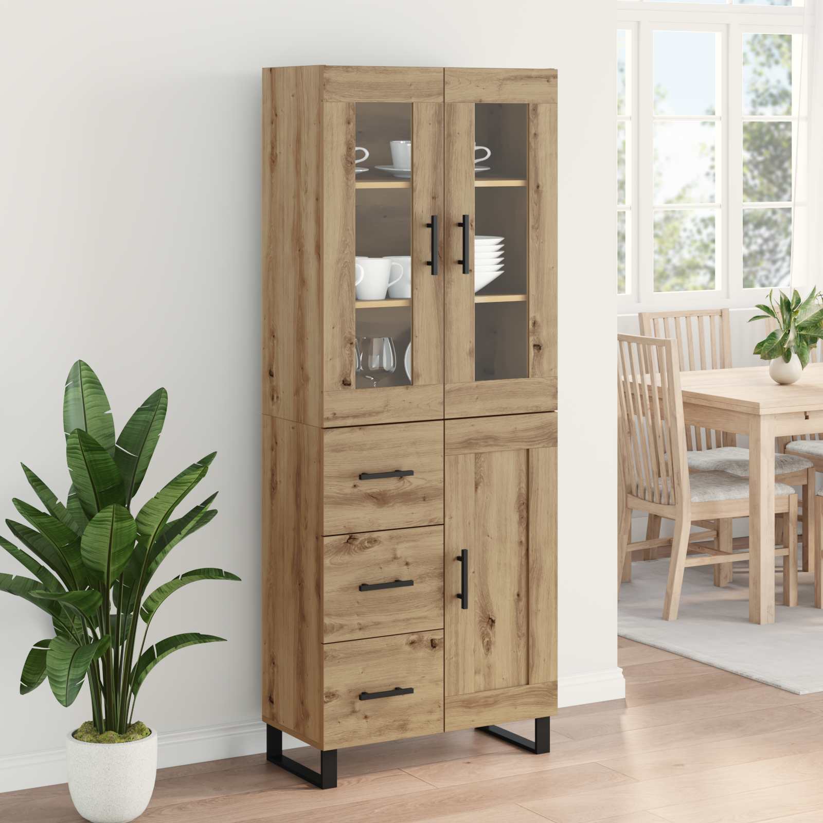 Highboard mit Schubladen 2 pcs Artisan-Eiche Holzwerkstoff