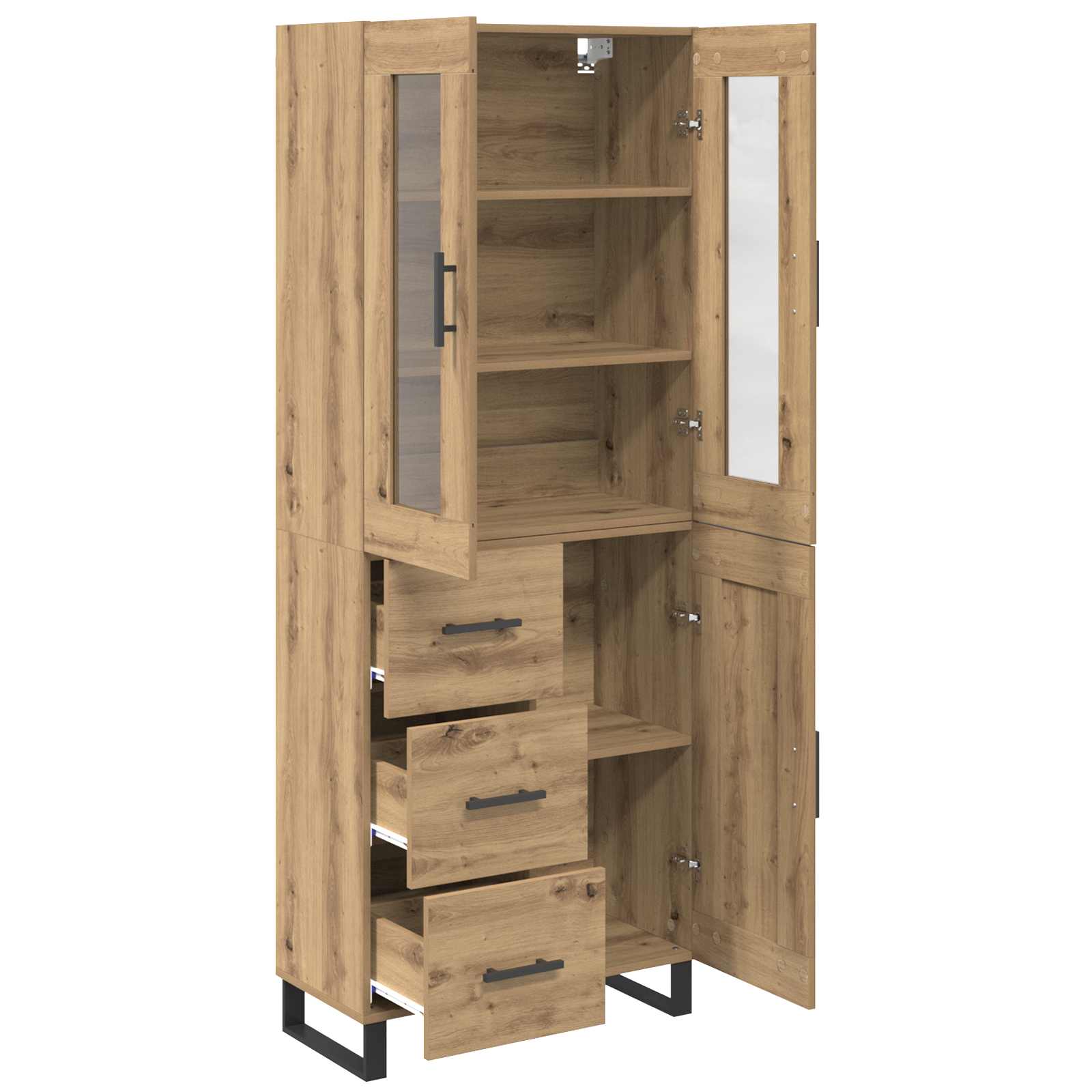 Highboard mit Schubladen 2 pcs Artisan-Eiche Holzwerkstoff