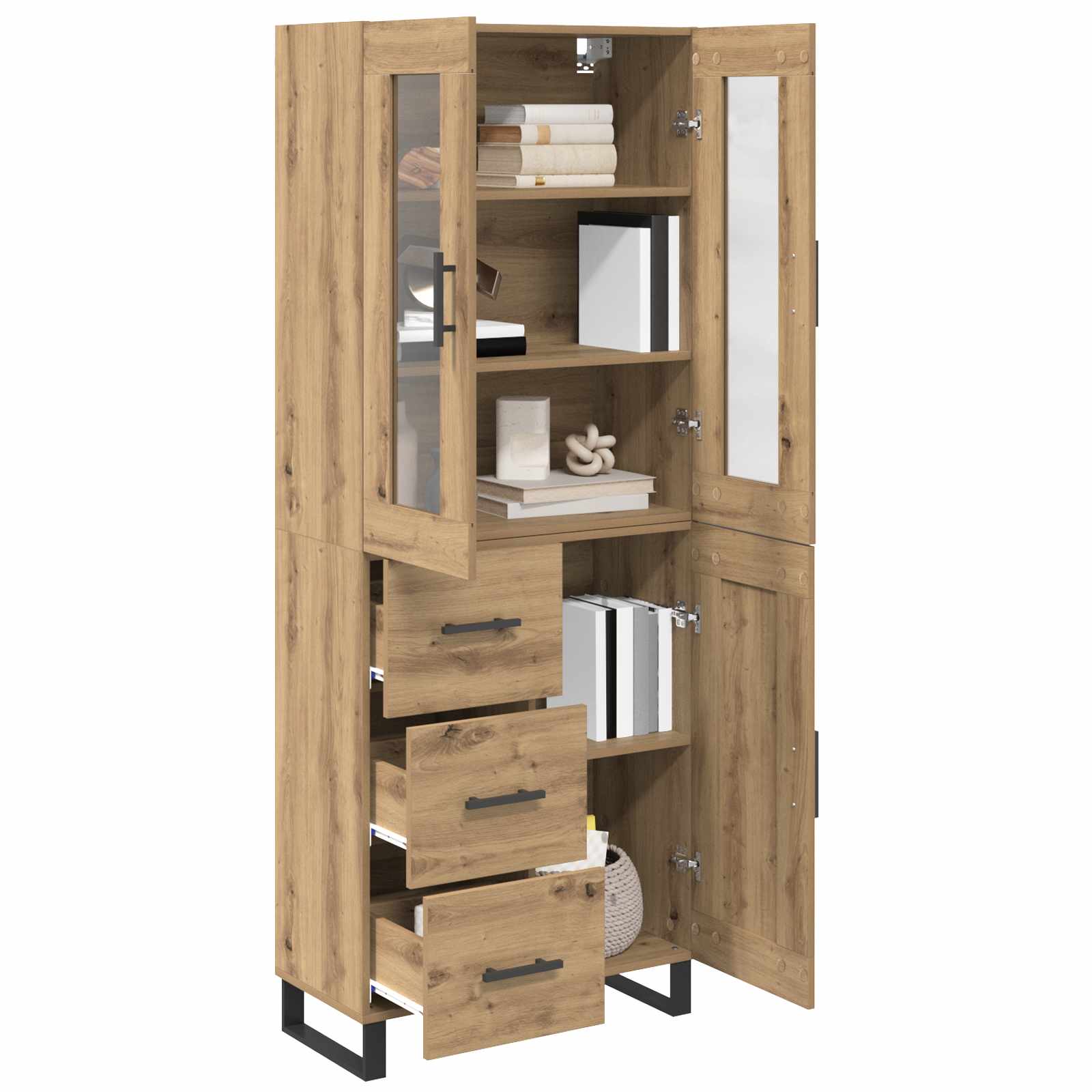 Highboard mit Schubladen 2 pcs Artisan-Eiche Holzwerkstoff