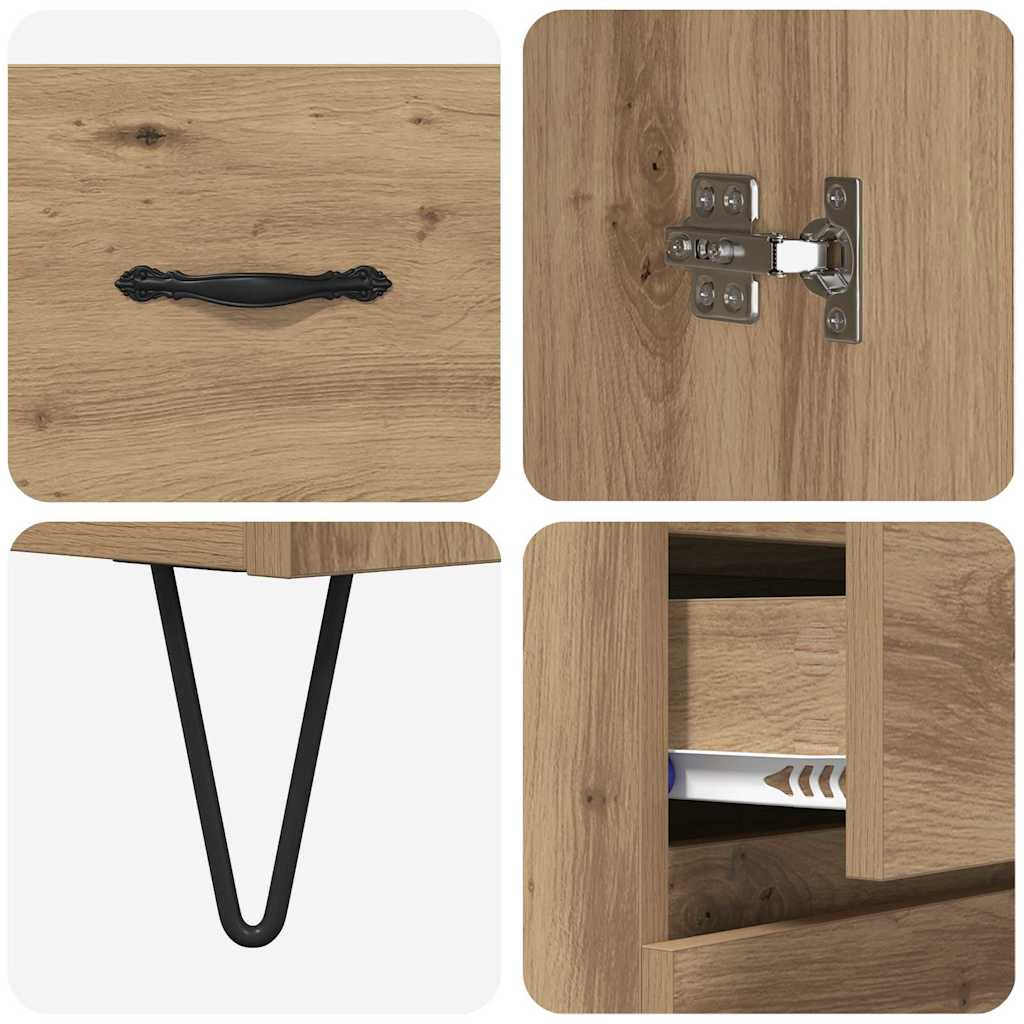 Highboard 2 pcs Artisan-Eiche Ingenieurholz und Glas