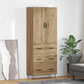 Highboard 2 pcs Artisan-Eiche Ingenieurholz und Glas