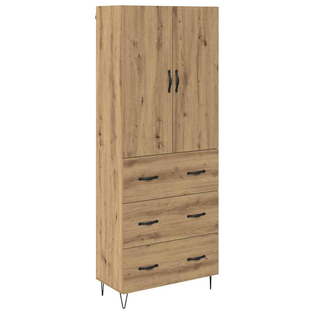 Highboard 2 pcs Artisan-Eiche Ingenieurholz und Glas