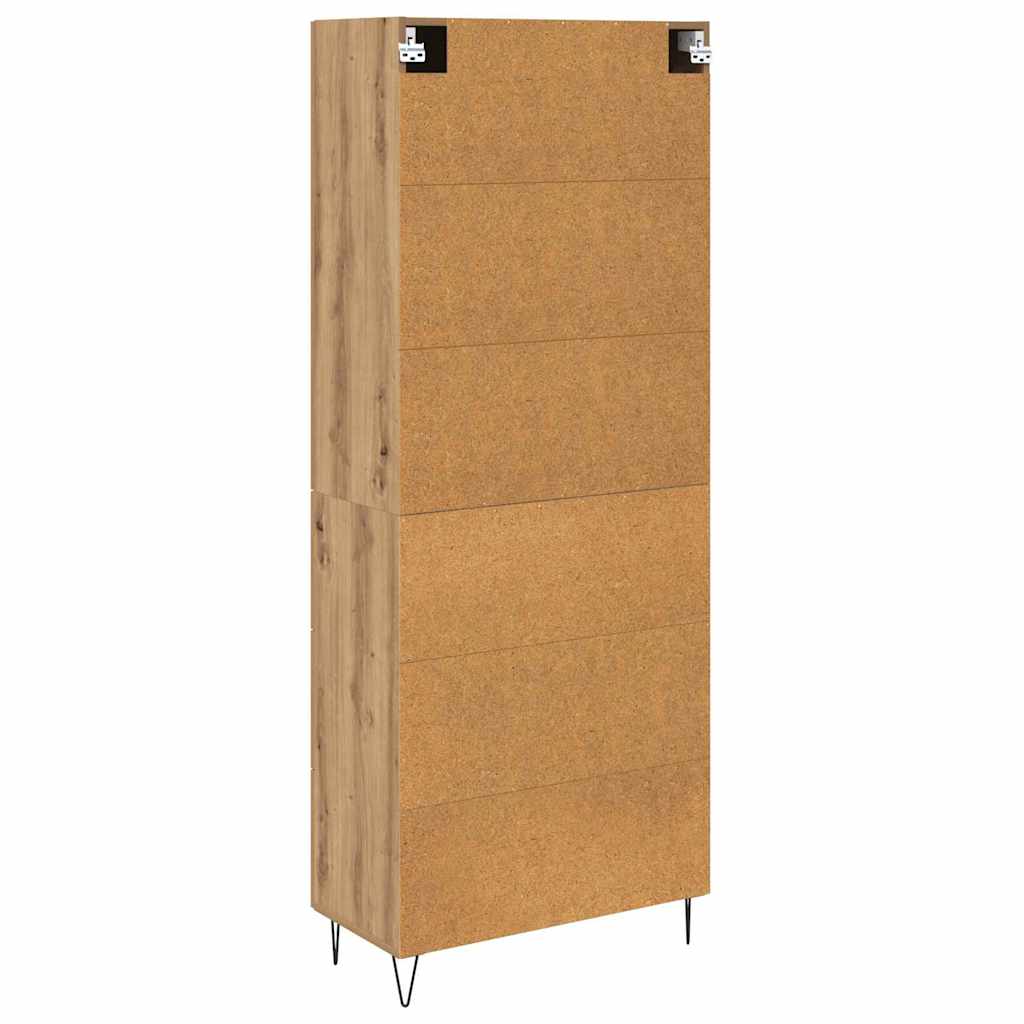 Highboard 2 pcs Artisan-Eiche Ingenieurholz und Glas