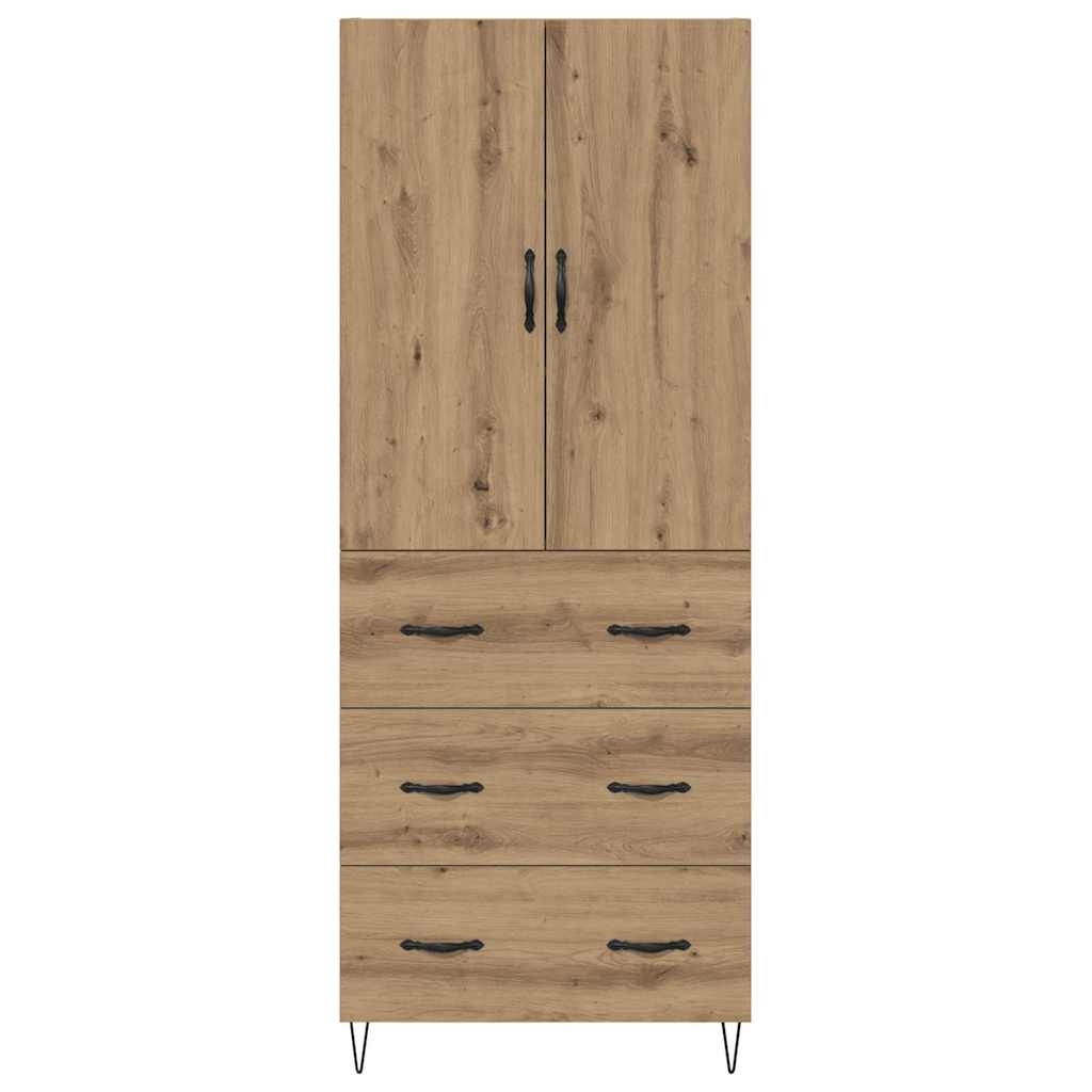 Highboard 2 pcs Artisan-Eiche Ingenieurholz und Glas