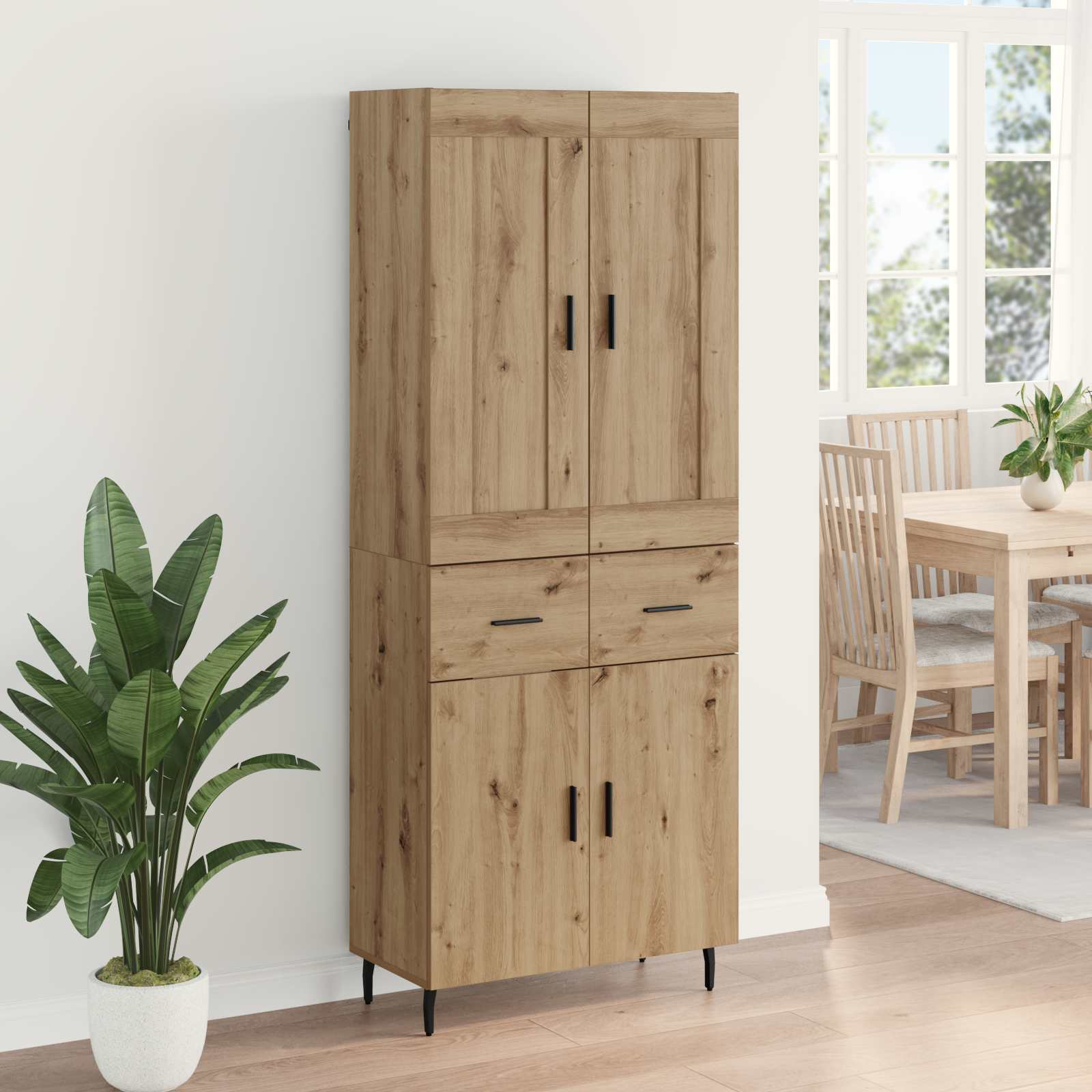 Highboard mit Schubladen 2 pcs Artisan-Eiche Holzwerkstoff