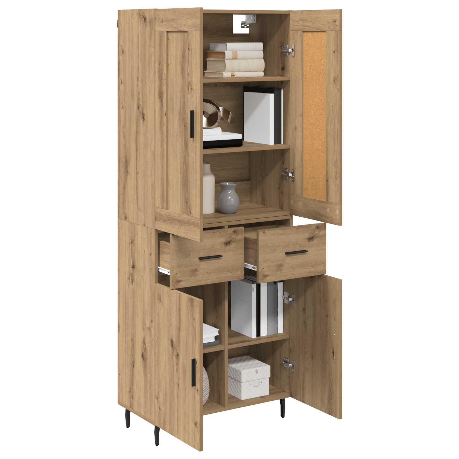 Highboard mit Schubladen 2 pcs Artisan-Eiche Holzwerkstoff