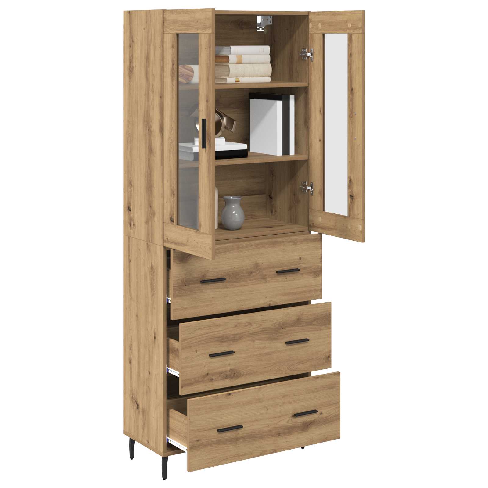 Highboard mit Schubladen 2 pcs Artisan-Eiche Holzwerkstoff
