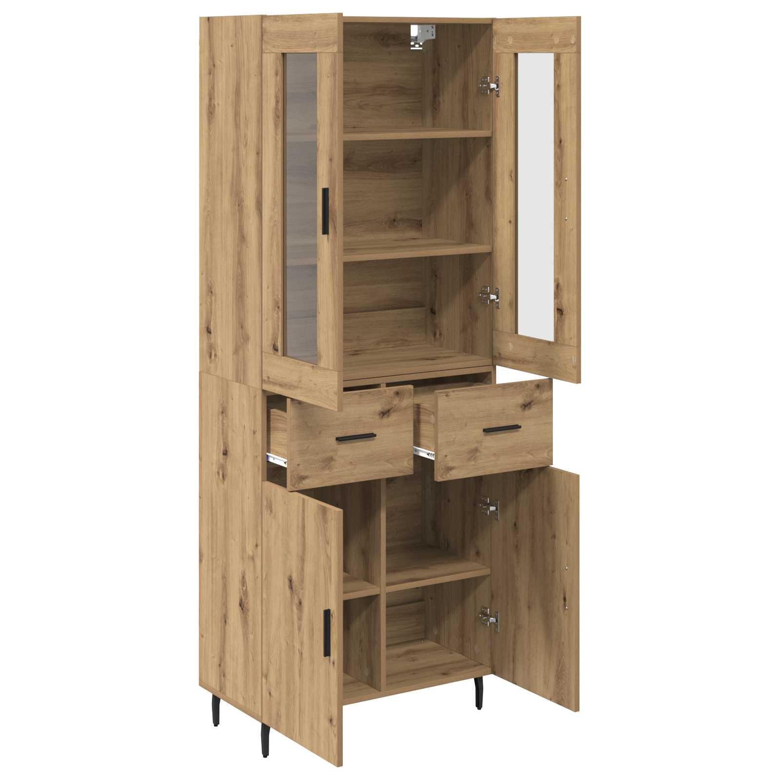 Highboard mit Schubladen 2 pcs Artisan-Eiche Holzwerkstoff