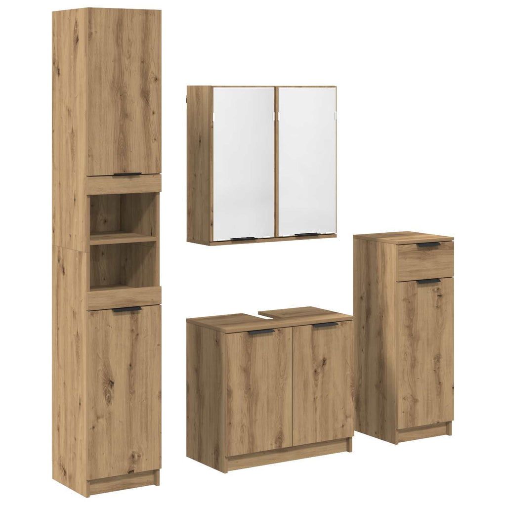 Badezimmermöbel-Set mit Regal 4 pcs Artisan-Eiche Holzwerkstoff