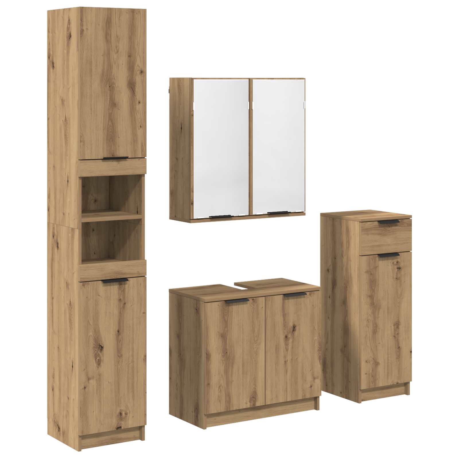 Badezimmermöbel-Set mit Regal 4 pcs Artisan-Eiche Holzwerkstoff