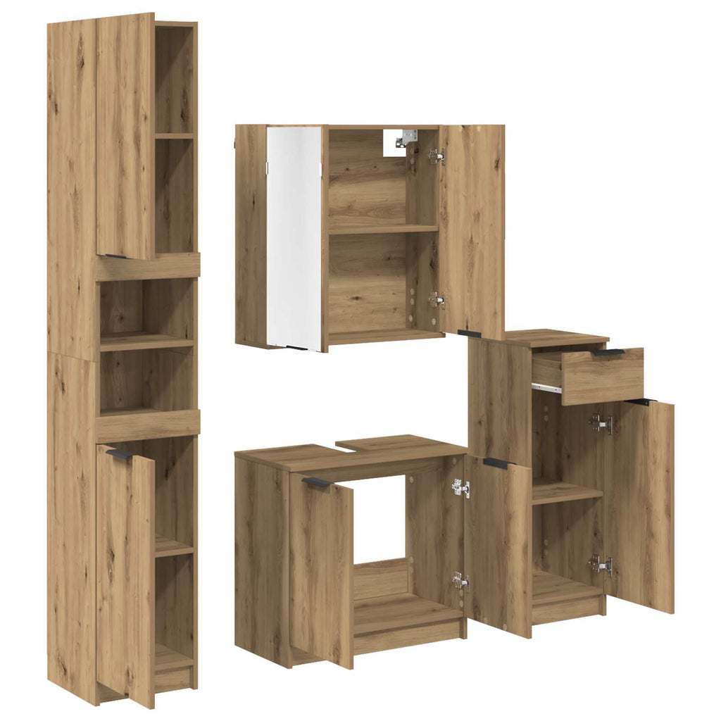 Badezimmermöbel-Set mit Regal 4 pcs Artisan-Eiche Holzwerkstoff